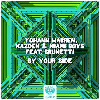 Cover art for By Your Side (feat. Brunetti): a bright green geometric pattern