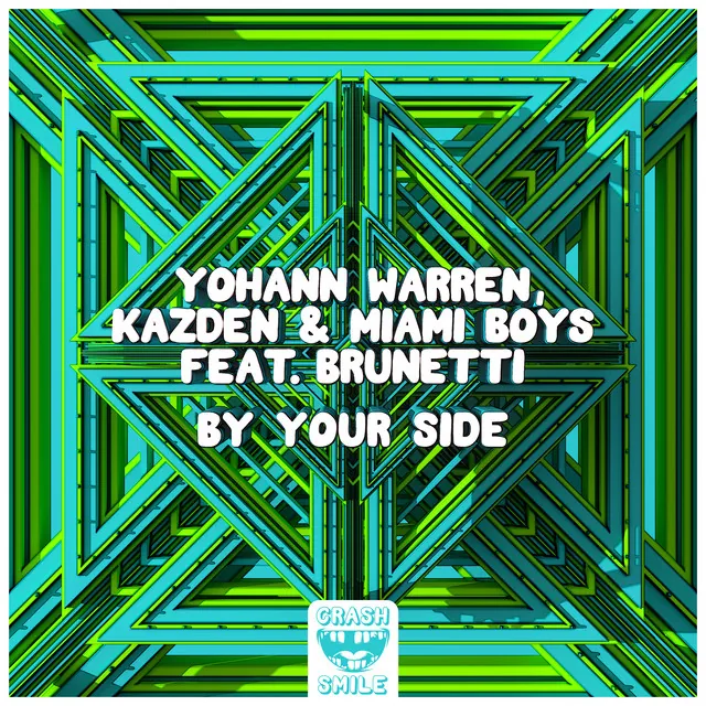 Cover art for By Your Side (feat. Brunetti): a bright green geometric pattern